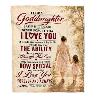 Personalized To My Goddaughter Gifts Blanket From Godmother Goddaughter Holding Hands Letter Birthday Gift Christmas Customized Bed Fleece Throw Blanket | siriusteestore