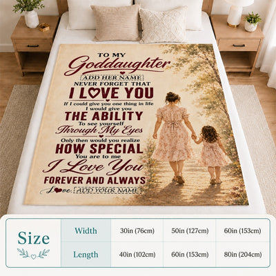 Personalized To My Goddaughter Gifts Blanket From Godmother Goddaughter Holding Hands Letter Birthday Gift Christmas Customized Bed Fleece Throw Blanket | siriusteestore