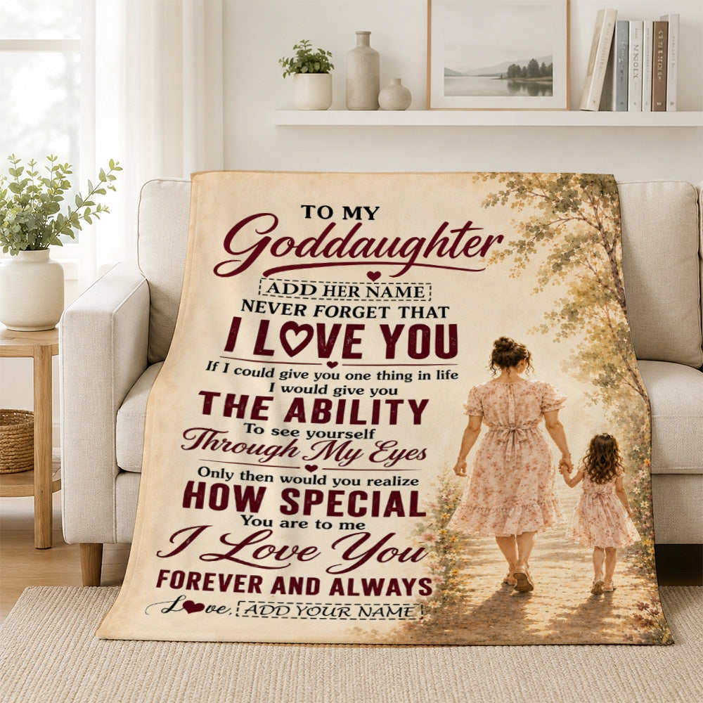 Personalized To My Goddaughter Gifts Blanket From Godmother Goddaughter Holding Hands Letter Birthday Gift Christmas Customized Bed Fleece Throw Blanket | siriusteestore