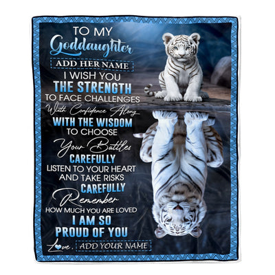 Personalized To My Goddaughter Gifts Blanket From Godmother Godfather I Wish You The Strength White Tier Goddaughter Birthday Gifts Christmas Fleece Blanket | siriusteestore