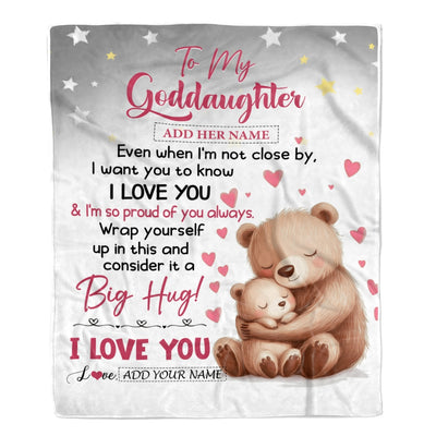 Personalized To My Goddaughter Gifts Blanket From Godmother Godfather Proud Of You Bear Goddaughter Gift For Birthday Graduation Christmas Fleece Blanket | siriusteestore