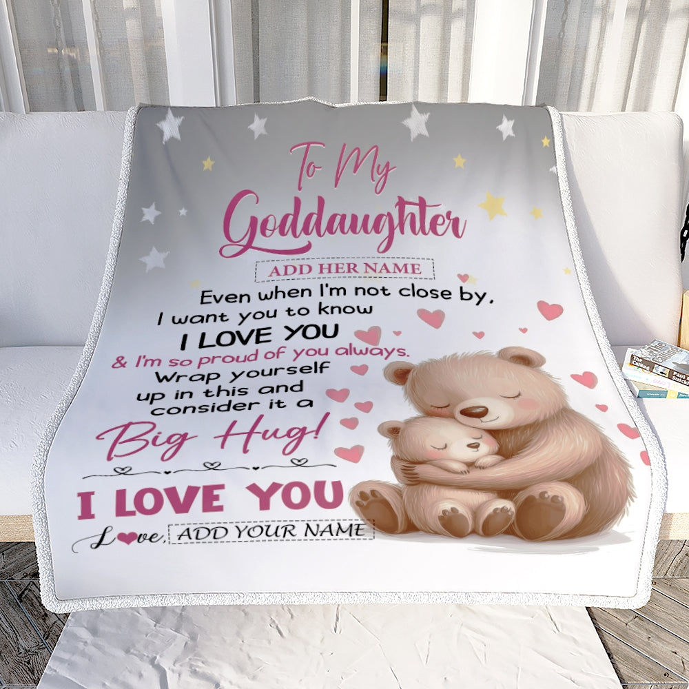 Personalized To My Goddaughter Gifts Blanket From Godmother Godfather Proud Of You Bear Goddaughter Gift For Birthday Graduation Christmas Fleece Blanket | siriusteestore