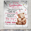 Personalized To My Goddaughter Gifts Blanket From Godmother Godfather Proud Of You Bear Goddaughter Gift For Birthday Graduation Christmas Fleece Blanket | siriusteestore