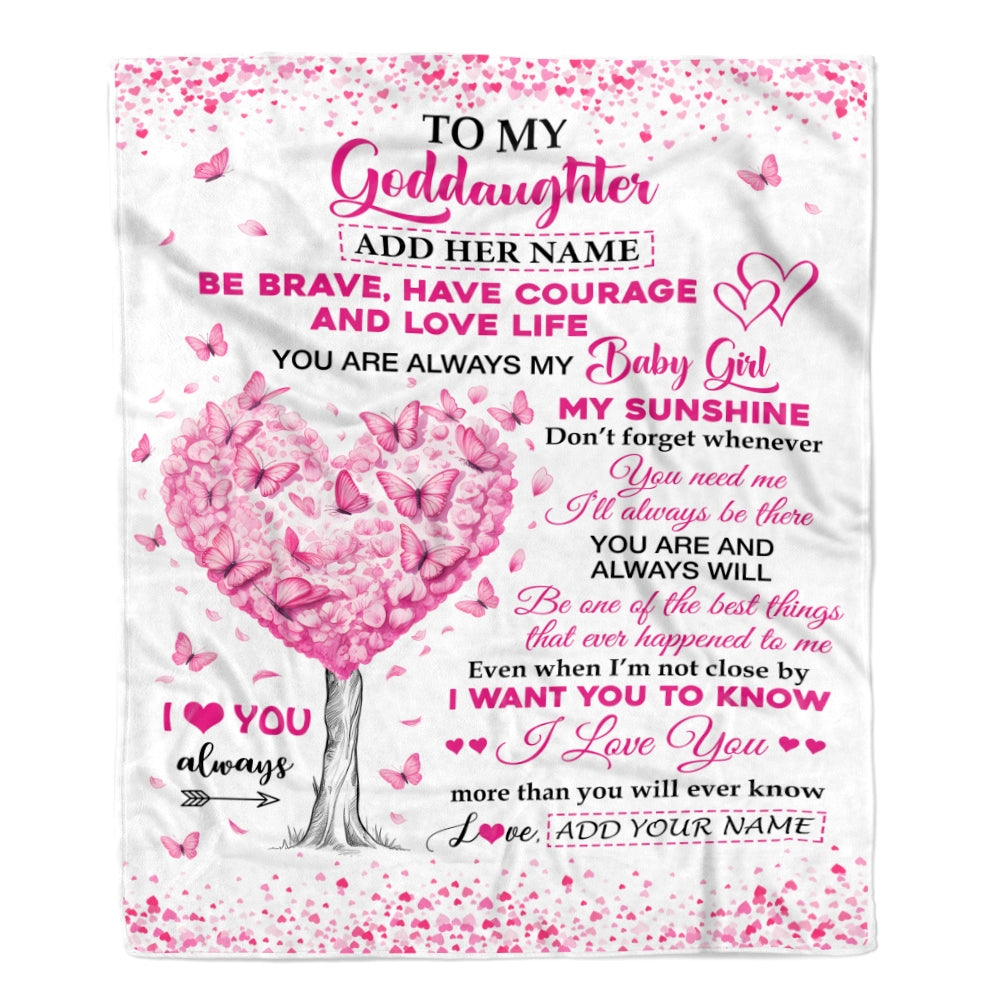 Personalized To My Goddaughter Gifts Blanket From Godmother Godfather Tree I Love You Always Goddaughter Birthday Gifts Mothers Day Christmas Fleece Blanket | siriusteestore