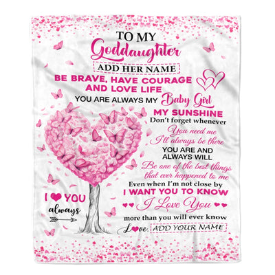 Personalized To My Goddaughter Gifts Blanket From Godmother Godfather Tree I Love You Always Goddaughter Birthday Gifts Mothers Day Christmas Fleece Blanket | siriusteestore