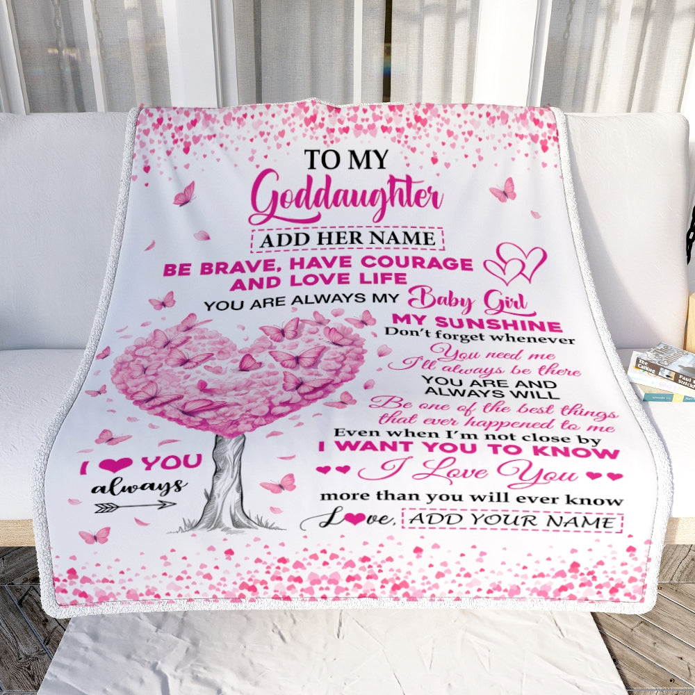 Personalized To My Goddaughter Gifts Blanket From Godmother Godfather Tree I Love You Always Goddaughter Birthday Gifts Mothers Day Christmas Fleece Blanket | siriusteestore