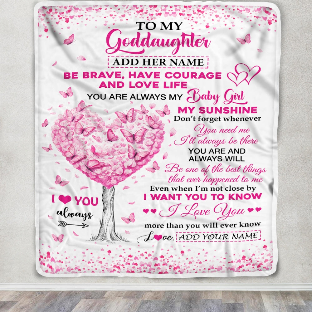 Personalized To My Goddaughter Gifts Blanket From Godmother Godfather Tree I Love You Always Goddaughter Birthday Gifts Mothers Day Christmas Fleece Blanket | siriusteestore