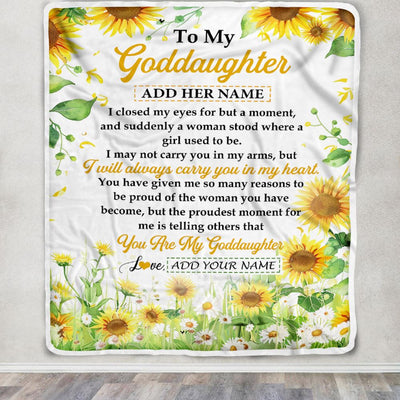 Personalized To My Goddaughter Gifts Blanket From Godmother I Closed My Eyes Sunflower Best Goddaughter Birthday Gifts Christmas Customized Fleece Blanket | siriusteestore