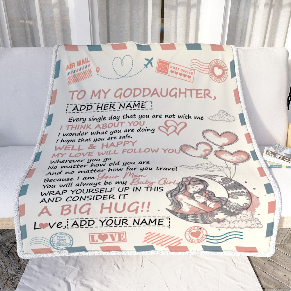 Personalized To My Goddaughter Gifts Blanket From Godmother Long Distance Letter Blanket For Goddaughter Birthday Gifts Graduation Christmas Fleece Blanket | siriusteestore
