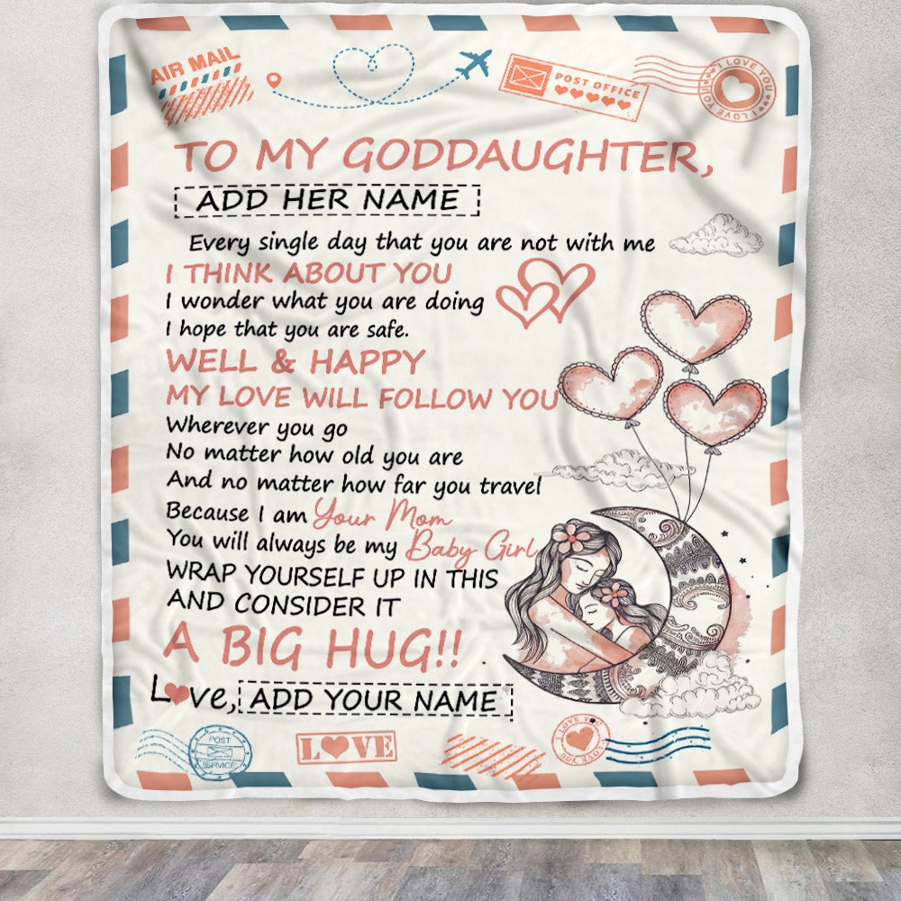Personalized To My Goddaughter Gifts Blanket From Godmother Long Distance Letter Blanket For Goddaughter Birthday Gifts Graduation Christmas Fleece Blanket | siriusteestore