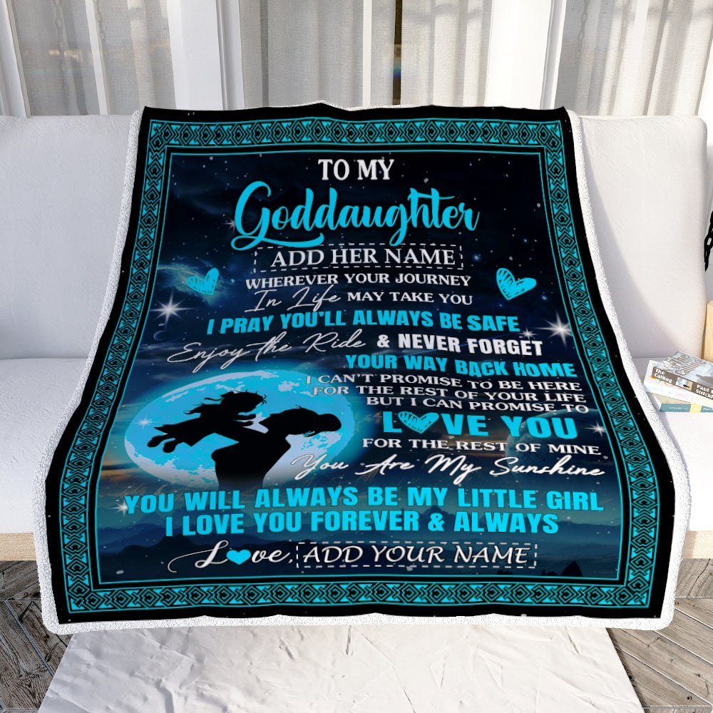 Personalized To My Goddaughter Gifts Blanket From Godmother Promise To Love You Gifts For Goddaughter Birthday Graduation Christmas Custom Fleece Throw Blanket | siriusteestore
