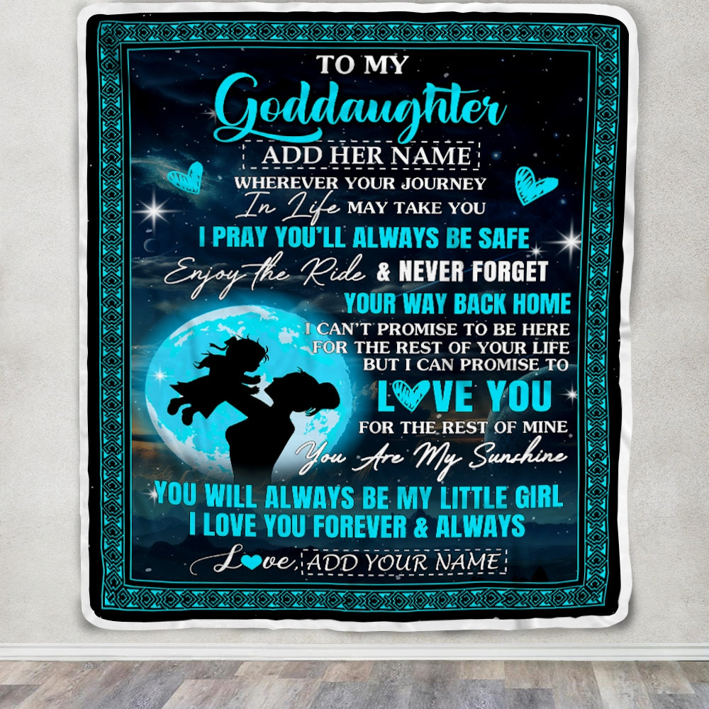 Personalized To My Goddaughter Gifts Blanket From Godmother Promise To Love You Gifts For Goddaughter Birthday Graduation Christmas Custom Fleece Throw Blanket | siriusteestore