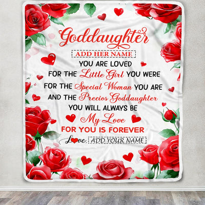 Personalized To My Goddaughter Gifts Blanket From Godmother Rose Flower Present For Adult Birthday Gifts For Goddaughter Christmas Custom Fleece Blanket | siriusteestore