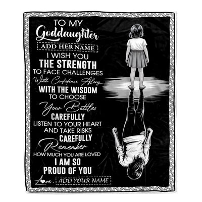 Personalized To My Goddaughter Gifts Blanket From Godmother Uncle I Wish You The Strength Goddaughter Birthday Gifts Christmas Graduation Custom Fleece Blanket | siriusteestore