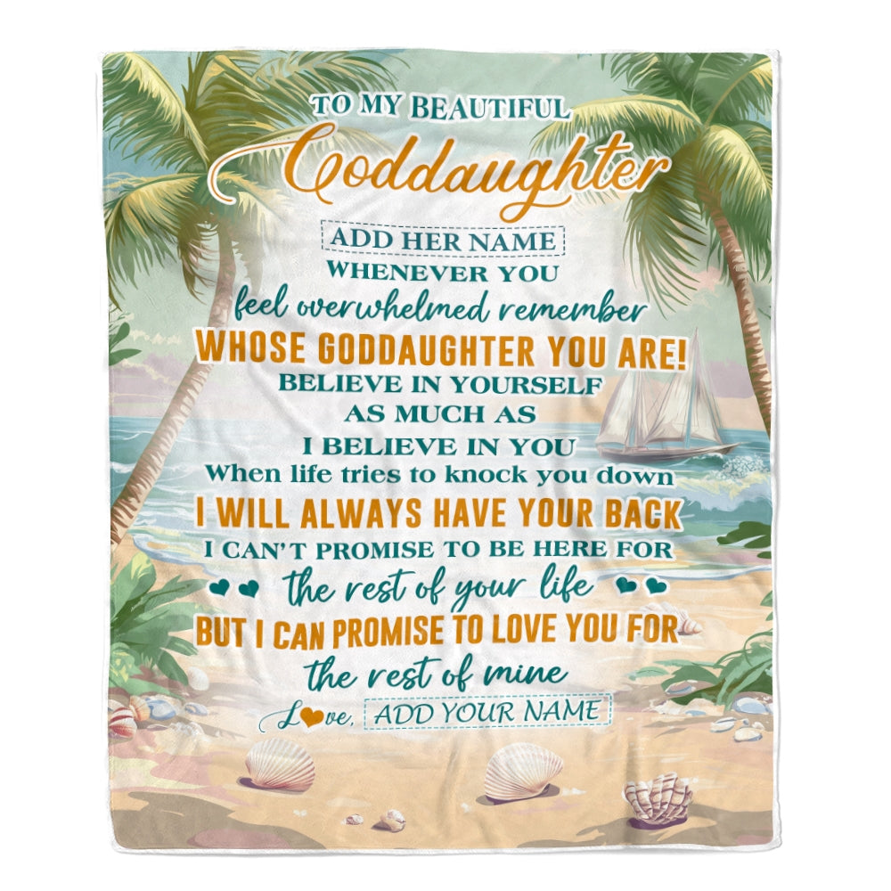 Personalized To My Goddaughter Gifts Blanket From Godmother Uncle Whenever You Feel Beach Goddaughter Birthday Gifts Graduation Christmas Fleece Blanket | siriusteestore