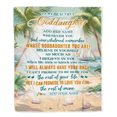 Personalized To My Goddaughter Gifts Blanket From Godmother Uncle Whenever You Feel Beach Goddaughter Birthday Gifts Graduation Christmas Fleece Blanket | siriusteestore