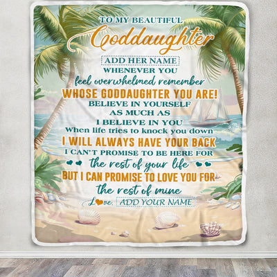 Personalized To My Goddaughter Gifts Blanket From Godmother Uncle Whenever You Feel Beach Goddaughter Birthday Gifts Graduation Christmas Fleece Blanket | siriusteestore