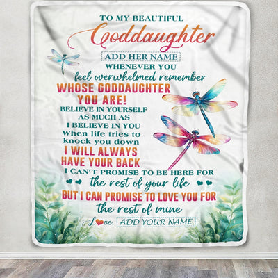 Personalized To My Goddaughter Gifts Blanket From Godmother Uncle Whenever You Feel Dragonfly Goddaughter Birthday Gifts Graduation Christmas Fleece Blanket | siriusteestore