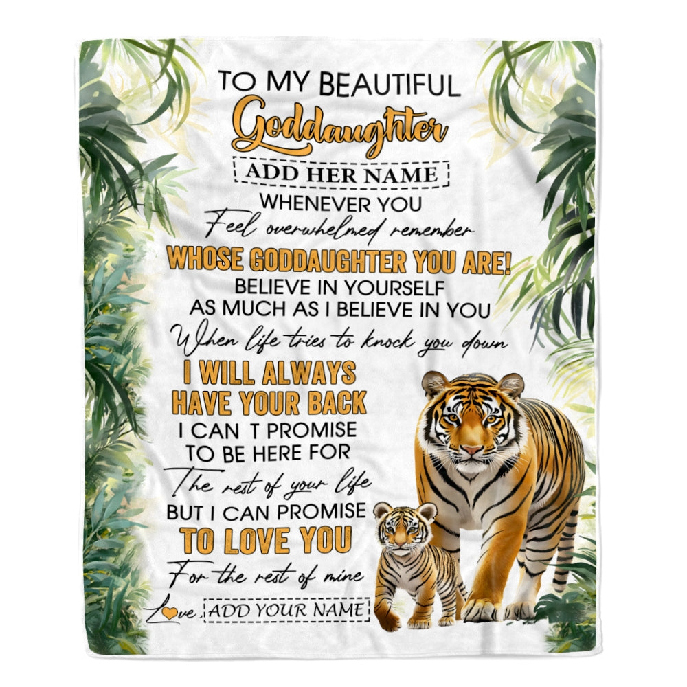 Personalized To My Goddaughter Gifts Blanket From Godmother Uncle Whenever You Feel Tiger Goddaughter Birthday Gifts Graduation Christmas Fleece Blanket | siriusteestore