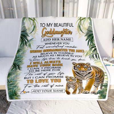 Personalized To My Goddaughter Gifts Blanket From Godmother Uncle Whenever You Feel Tiger Goddaughter Birthday Gifts Graduation Christmas Fleece Blanket | siriusteestore