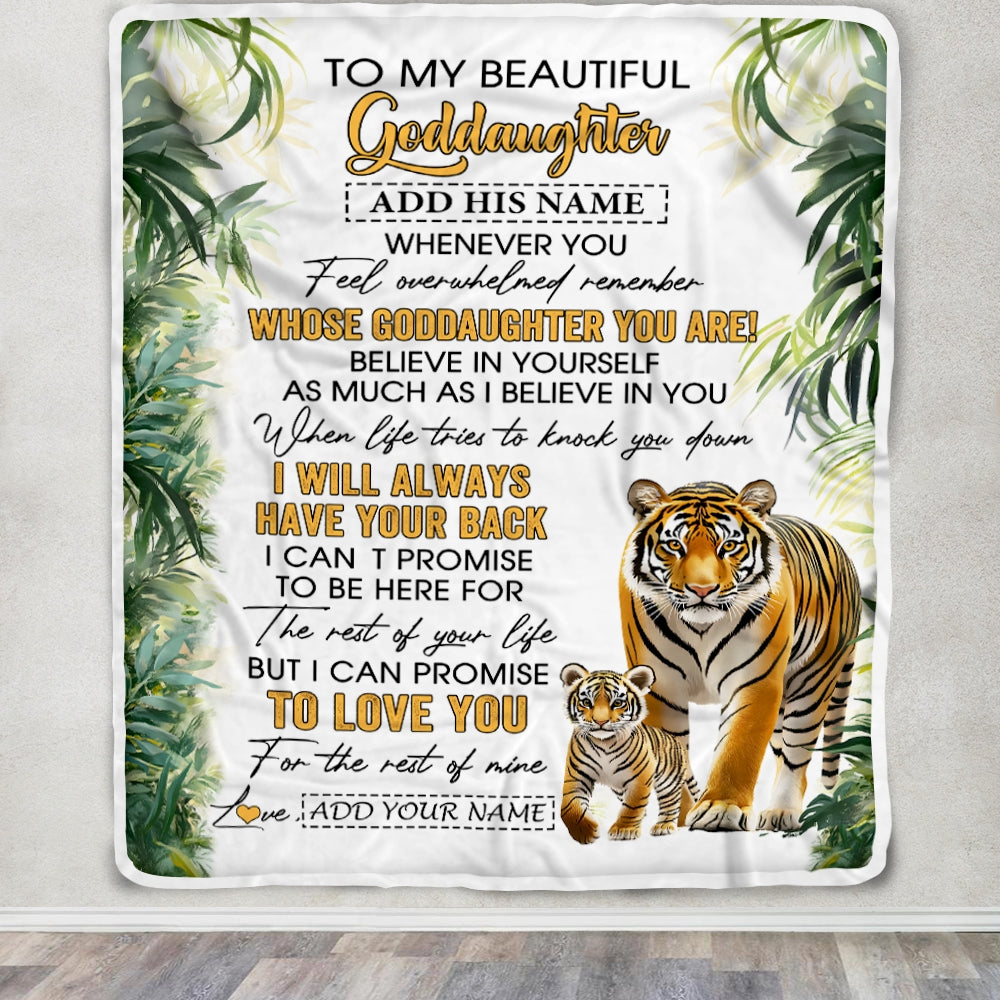 Personalized To My Goddaughter Gifts Blanket From Godmother Uncle Whenever You Feel Tiger Goddaughter Birthday Gifts Graduation Christmas Fleece Blanket | siriusteestore