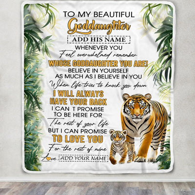Personalized To My Goddaughter Gifts Blanket From Godmother Uncle Whenever You Feel Tiger Goddaughter Birthday Gifts Graduation Christmas Fleece Blanket | siriusteestore