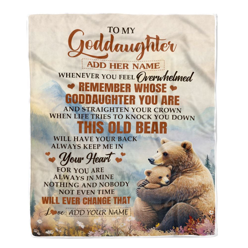 Personalized To My Goddaughter Gifts Blanket From Godmother Whenever Bear Unique Birthday Gifts For Goddaughter Graduation Christmas Custom Fleece Blanket | siriusteestore