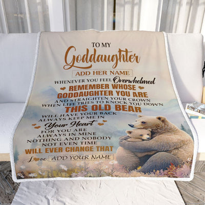 Personalized To My Goddaughter Gifts Blanket From Godmother Whenever Bear Unique Birthday Gifts For Goddaughter Graduation Christmas Custom Fleece Blanket | siriusteestore