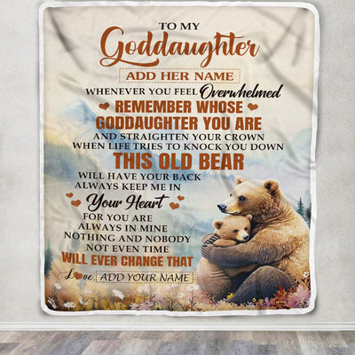 Personalized To My Goddaughter Gifts Blanket From Godmother Whenever Bear Unique Birthday Gifts For Goddaughter Graduation Christmas Custom Fleece Blanket | siriusteestore