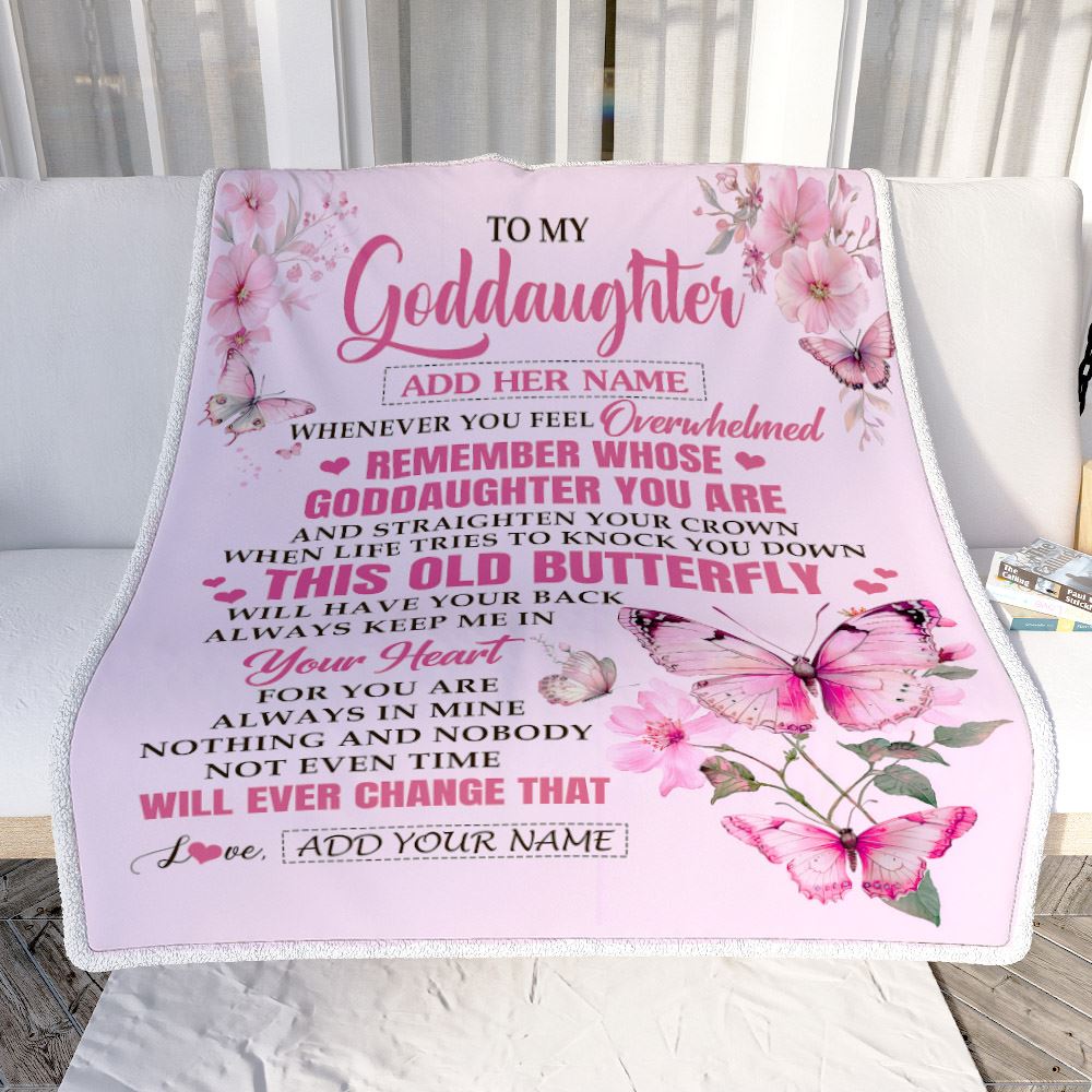 Personalized To My Goddaughter Gifts Blanket From Godmother Whenever Butterfly Unique Birthday Gifts For Goddaughter Graduation Christmas Fleece Blanket | siriusteestore