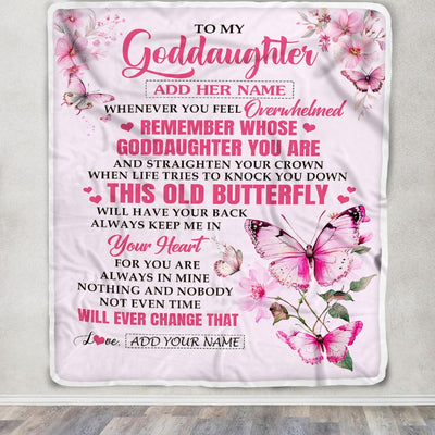 Personalized To My Goddaughter Gifts Blanket From Godmother Whenever Butterfly Unique Birthday Gifts For Goddaughter Graduation Christmas Fleece Blanket | siriusteestore