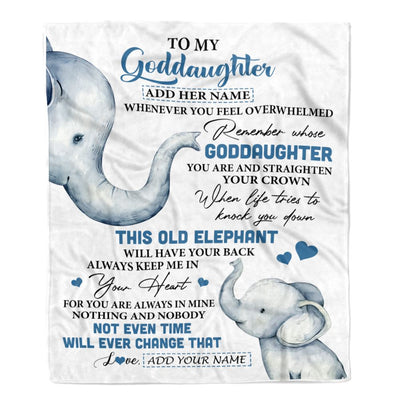 Personalized To My Goddaughter Gifts Blanket From Godmother Whenever Elephant Unique Birthday Gifts For Goddaughter Graduation Christmas Custom Fleece Blanket | siriusteestore