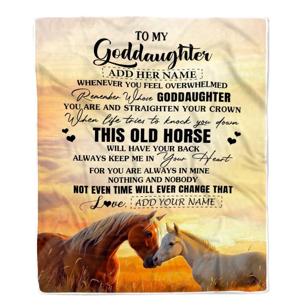 Personalized To My Goddaughter Gifts Blanket From Godmother Whenever Horse Unique Birthday Gifts For Goddaughter Graduation Christmas Custom Fleece Blanket | siriusteestore