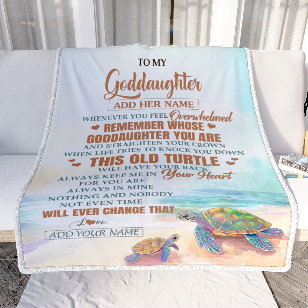 Personalized To My Goddaughter Gifts Blanket From Godmother Whenever Turtle Unique Birthday Gifts For Goddaughter Graduation Christmas Custom Fleece Blanket | siriusteestore