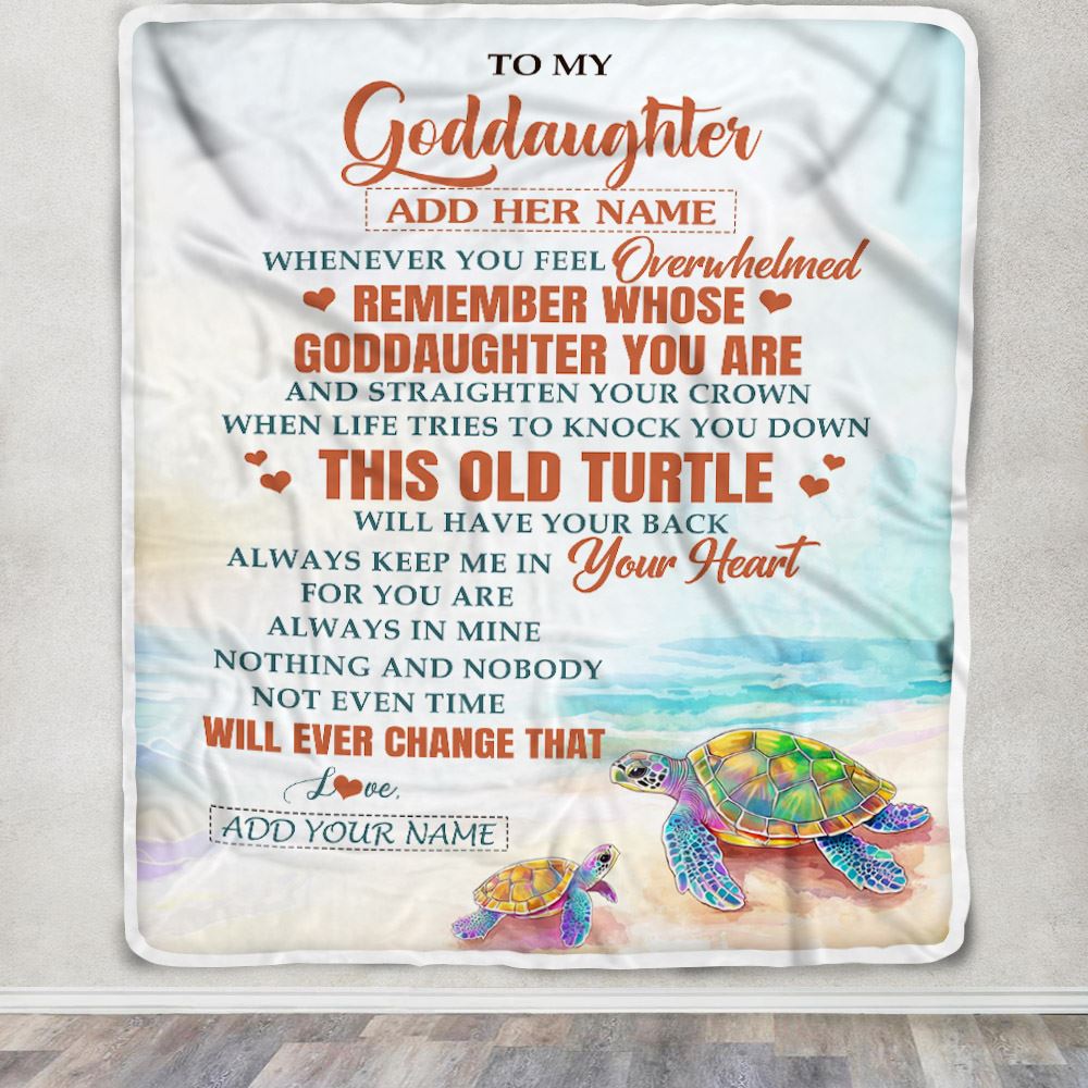 Personalized To My Goddaughter Gifts Blanket From Godmother Whenever Turtle Unique Birthday Gifts For Goddaughter Graduation Christmas Custom Fleece Blanket | siriusteestore