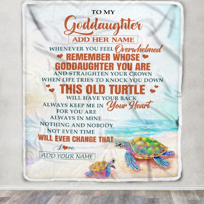 Personalized To My Goddaughter Gifts Blanket From Godmother Whenever Turtle Unique Birthday Gifts For Goddaughter Graduation Christmas Custom Fleece Blanket | siriusteestore