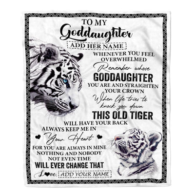 Personalized To My Goddaughter Gifts Blanket From Godmother Whenever White Tiger Unique Birthday Gifts For Goddaughter Graduation Christmas Fleece Blanket | siriusteestore
