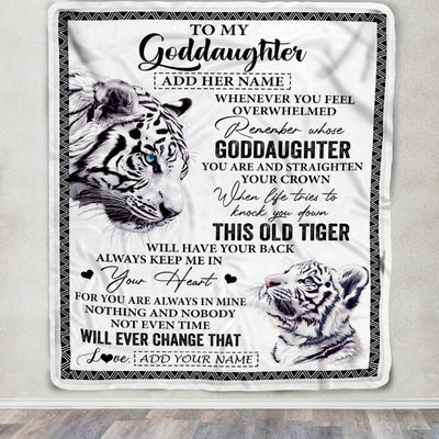 Personalized To My Goddaughter Gifts Blanket From Godmother Whenever White Tiger Unique Birthday Gifts For Goddaughter Graduation Christmas Fleece Blanket | siriusteestore
