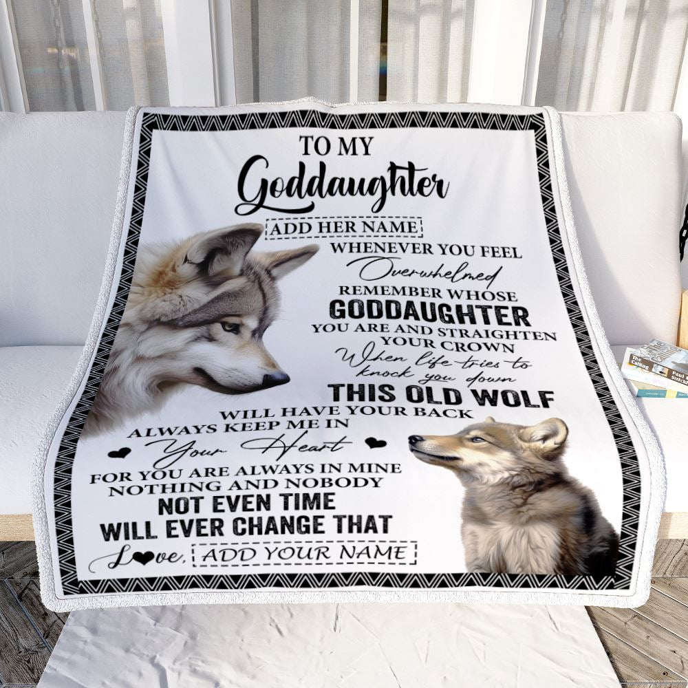Personalized To My Goddaughter Gifts Blanket From Godmother Whenever Wolf Unique Birthday Gifts For Goddaughter Graduation Christmas Custom Fleece Blanket | siriusteestore