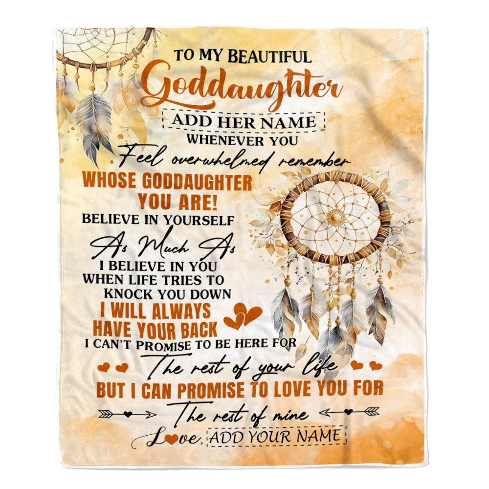 Personalized To My Goddaughter Gifts Blanket From Godmother Whenever You Feel Dream Catcher Goddaughter Birthday Gifts Graduation Christmas Fleece Blanket | siriusteestore