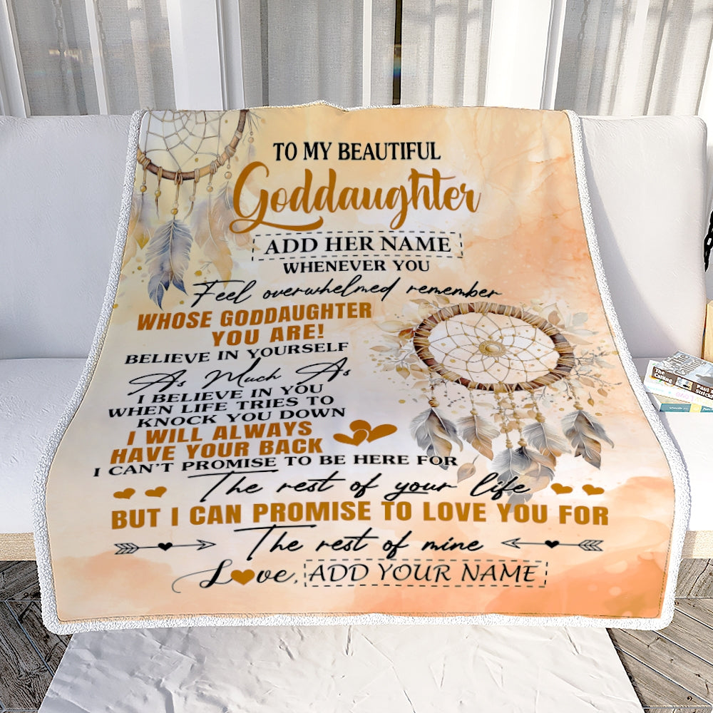 Personalized To My Goddaughter Gifts Blanket From Godmother Whenever You Feel Dream Catcher Goddaughter Birthday Gifts Graduation Christmas Fleece Blanket | siriusteestore