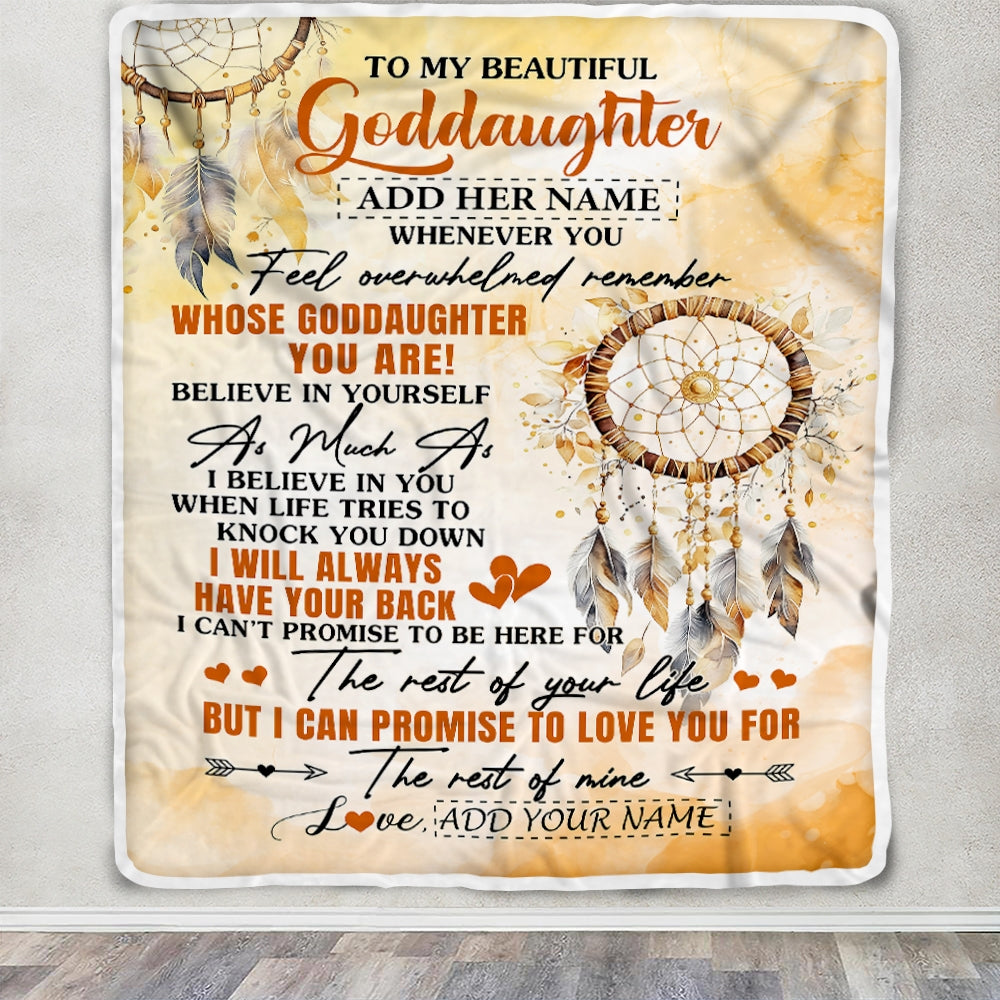 Personalized To My Goddaughter Gifts Blanket From Godmother Whenever You Feel Dream Catcher Goddaughter Birthday Gifts Graduation Christmas Fleece Blanket | siriusteestore