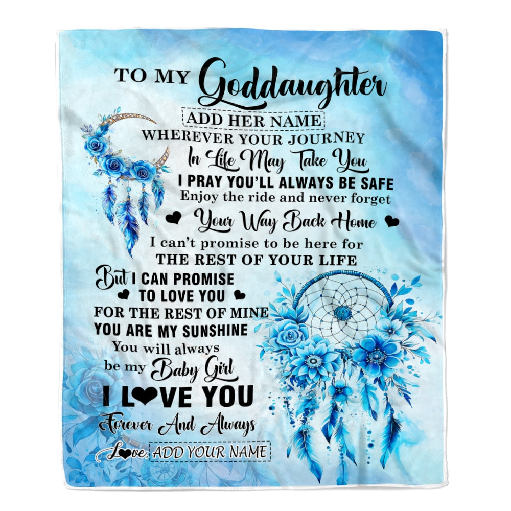 Personalized To My Goddaughter Gifts Blanket From Godmother Wherever Your Journey In Life Dream Catcher Goddaughter Birthday Gifts Warm Customized Fleece Throw Blanket | siriusteestore
