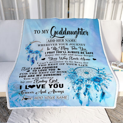 Personalized To My Goddaughter Gifts Blanket From Godmother Wherever Your Journey In Life Dream Catcher Goddaughter Birthday Gifts Warm Customized Fleece Throw Blanket | siriusteestore