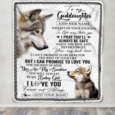 Personalized To My Goddaughter Gifts Blanket From Godmother Wherever Your Journey In Life Wolf Goddaughter Birthday Gifts Warm Customized Fleece Throw Blanket | siriusteestore
