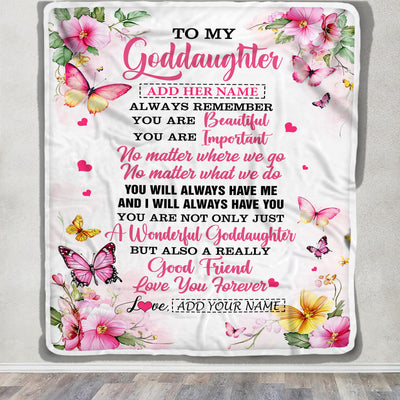 Personalized To My Goddaughter Gifts Blanket From Godmother You Are Beautiful Birthday Gifts For Goddaughter Graduation Christmas Custom Fleece Throw Blanket | siriusteestore