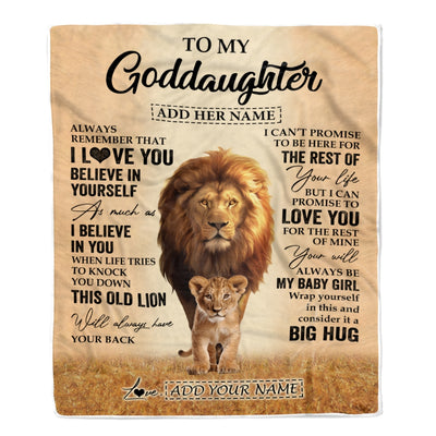 Personalized To My Goddaughter Gifts Blanket From Uncle Always Remember Lion Gifts For Goddaughter Birthday Graduation Christmas Custom Fleece Throw Blanket | siriusteestore