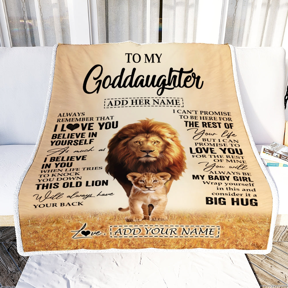 Personalized To My Goddaughter Gifts Blanket From Uncle Always Remember Lion Gifts For Goddaughter Birthday Graduation Christmas Custom Fleece Throw Blanket | siriusteestore