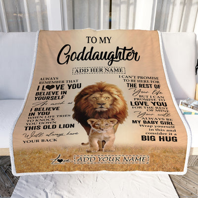 Personalized To My Goddaughter Gifts Blanket From Uncle Always Remember Lion Gifts For Goddaughter Birthday Graduation Christmas Custom Fleece Throw Blanket | siriusteestore