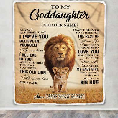 Personalized To My Goddaughter Gifts Blanket From Uncle Always Remember Lion Gifts For Goddaughter Birthday Graduation Christmas Custom Fleece Throw Blanket | siriusteestore